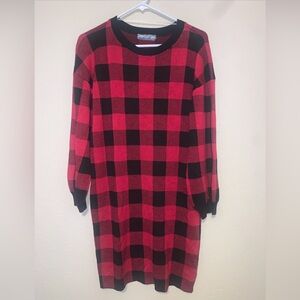 Sweet Halo Red and Black Plaid Sweater Dress